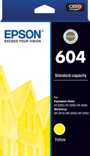 Epson C13T10G492, 604 Yellow Ink Cart, Yield 150 Pages